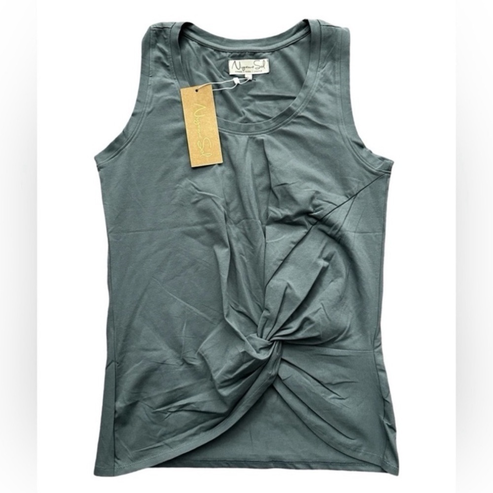 Niyama Sol Tie Tank Gray Cotton/Lycra Blend Women’s Size Small.